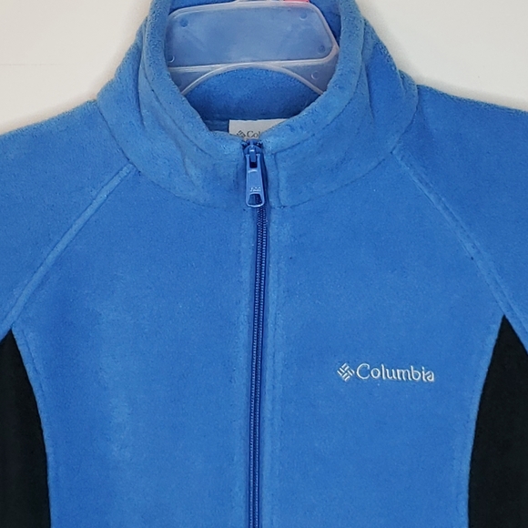 Columbia Fleece Jacket Full Zip Warm Blue Sweatshirt LARGE 12 14 - Picture 3 of 12